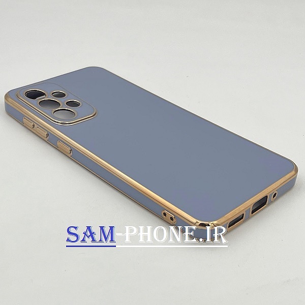 قاب گوشی Galaxy A33 5g سامسونگ طرح ژله ای مای کیس گلد لاین دور طلایی محافظ لنز دار رنگ طوسی کد 125