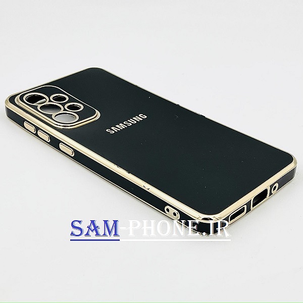 قاب گوشی Galaxy A33 5g سامسونگ طرح ژله ای مای کیس گلد لاین دور طلایی محافظ لنز دار رنگ مشکی کد 126