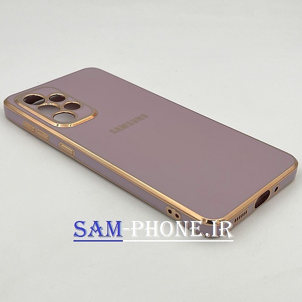 قاب گوشی Galaxy A33 5g سامسونگ طرح ژله ای مای کیس گلد لاین دور طلایی محافظ لنز دار رنگ بنفش کد 127