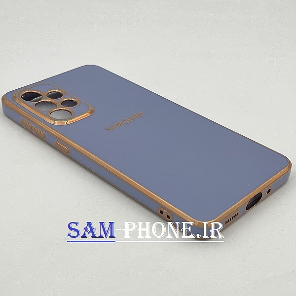 قاب گوشی Galaxy A33 5g سامسونگ طرح ژله ای مای کیس گلد لاین دور طلایی محافظ لنز دار رنگ طوسی کد 129