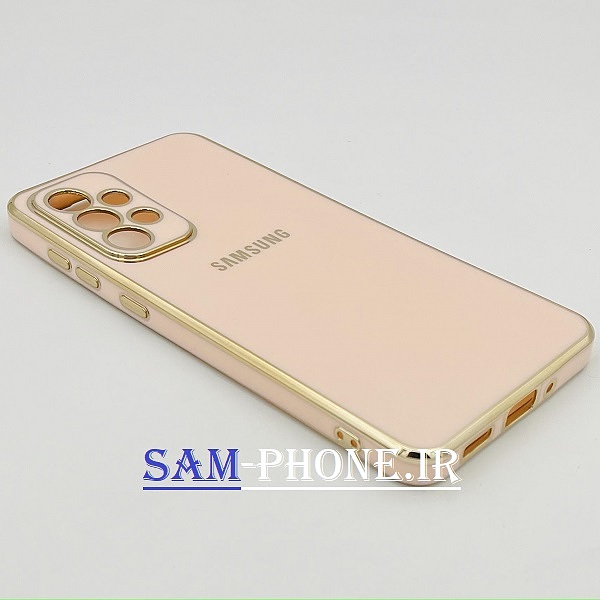 قاب گوشی Galaxy A33 5g سامسونگ طرح ژله ای مای کیس گلد لاین دور طلایی محافظ لنز دار رنگ کالباسی کد 131