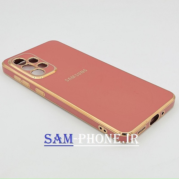 قاب گوشی Galaxy A33 5g سامسونگ طرح ژله ای مای کیس گلد لاین دور طلایی محافظ لنز دار رنگ دارچینی کد 132