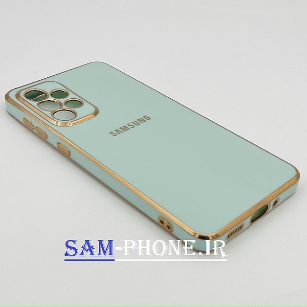 قاب گوشی Galaxy A33 5g سامسونگ طرح ژله ای مای کیس گلد لاین دور طلایی محافظ لنز دار رنگ یاسی کد 133
