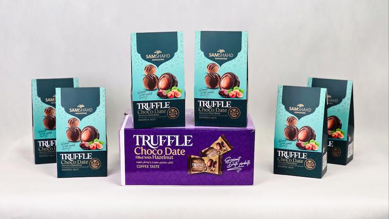 ترافل خرمایی فندقی 250 گرمی میکس (تلخ، شیری و قهوه)