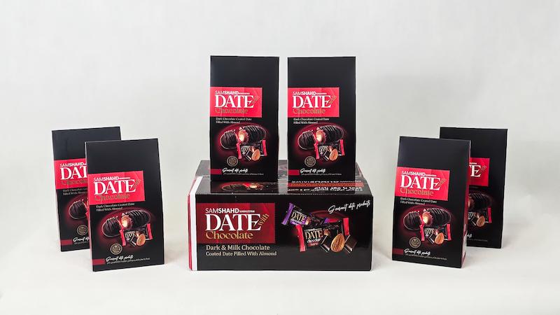 خرما شکلاتی دارک با مغز بادام 250 گرمی