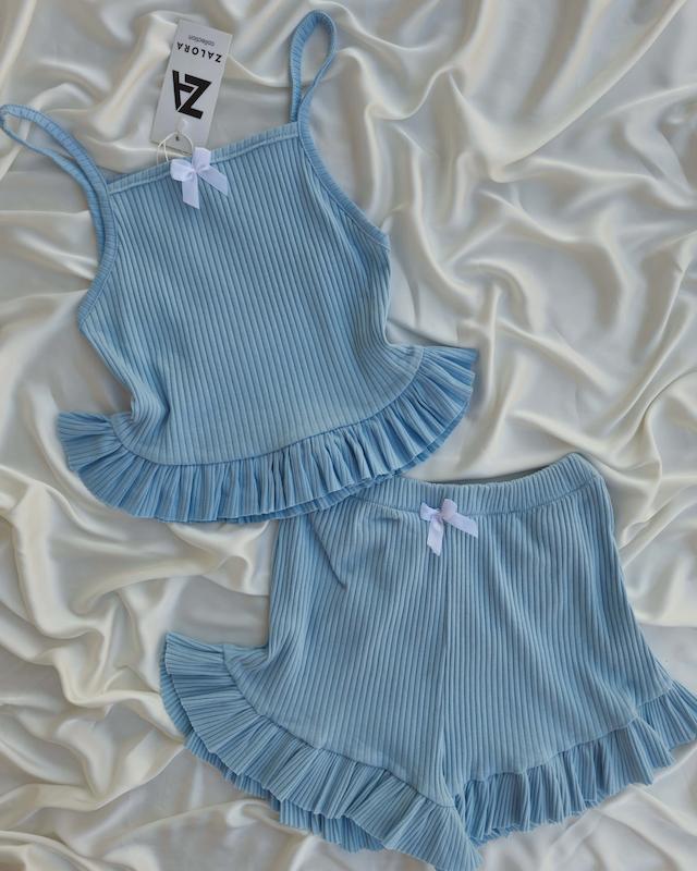 ست تاپ و شلوارک چین دار A80🌸