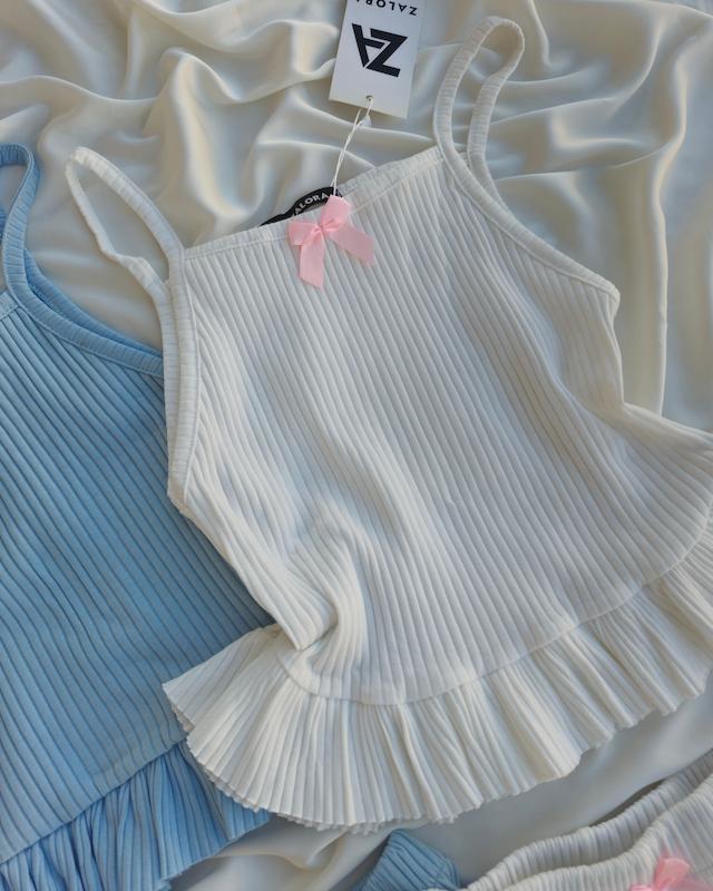 ست تاپ و شلوارک چین دار A80🌸