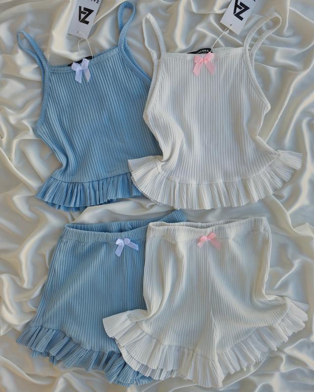 ست تاپ و شلوارک چین دار A80🌸
