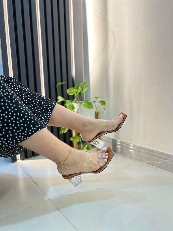 صندل طلقی عسلی پاشنه 6cm