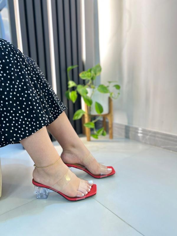  صندل طلقی قرمز پاشنه 6cm