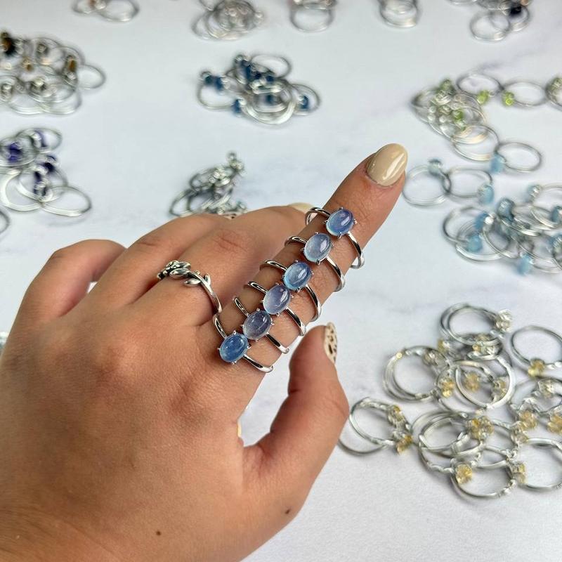 انگشتر نقره آکوامارین