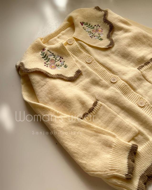 کاردیگن بافت گلدوزی 🍂🤎🌸کد ۶۳۹