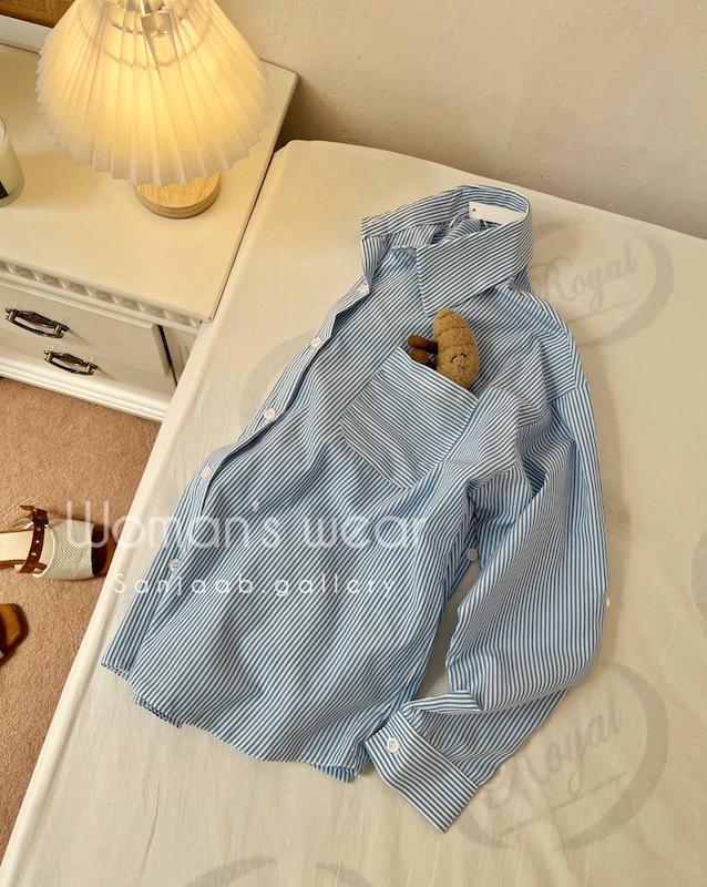 شومیز راه راه آبی🥐✨