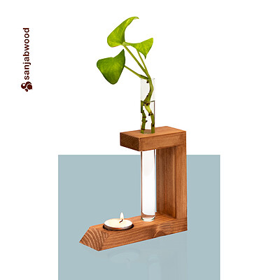 گلدان دکوری سنجاب وود مدل کاج چوبی