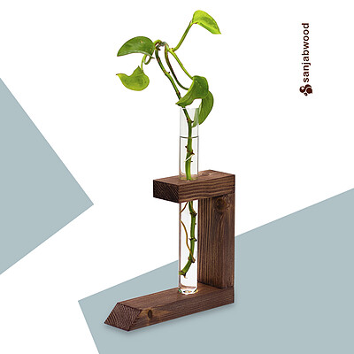 گلدان دکوری سنجاب وود مدل کاج چوبی ساده