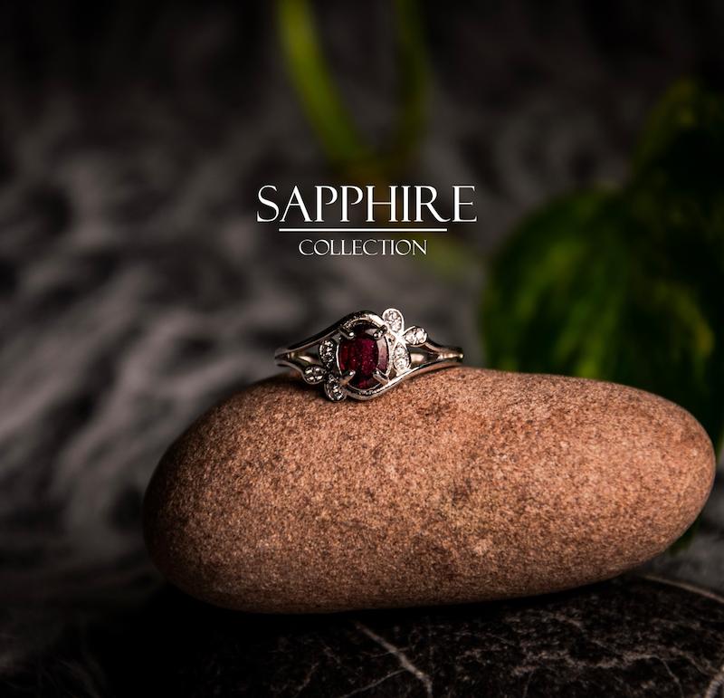 انگشتر گارنت طرح گل