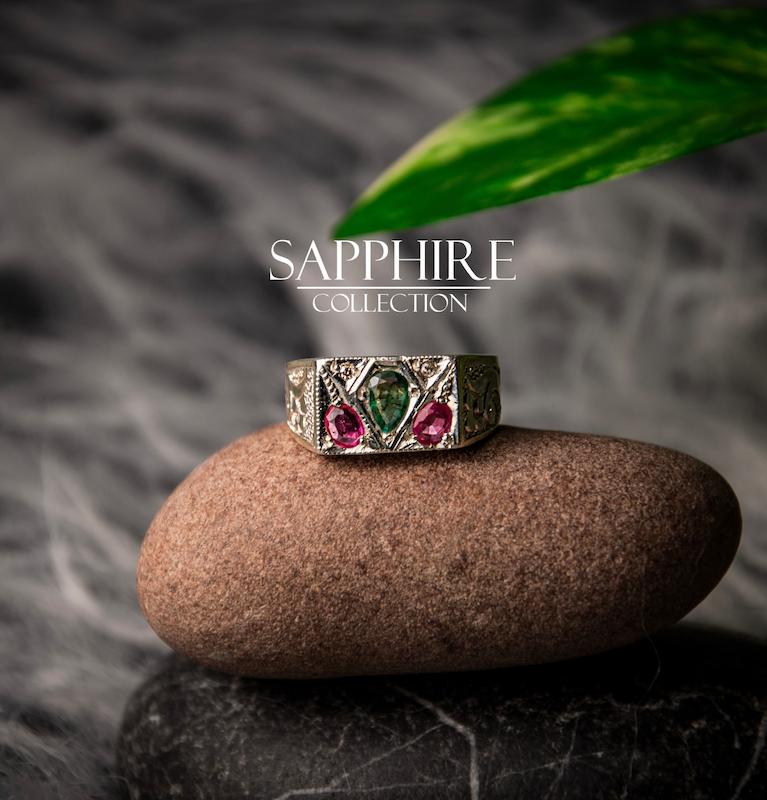 انگشتر  چهار جواهر طاووس