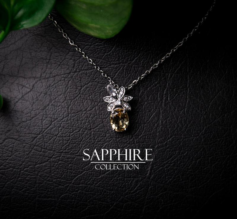 گردنبند سیترین طرح گل