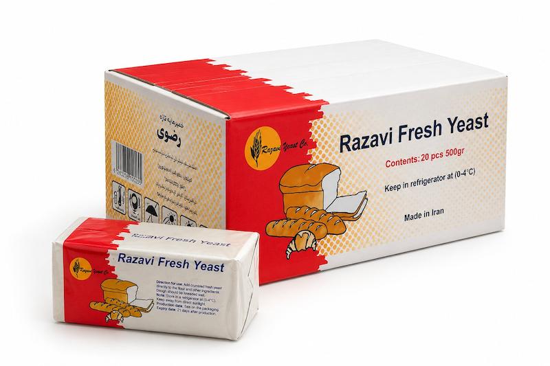 خمیرمایه تازه رضوی – کارتن ۱۰ کیلوگرمی (۲۰ بسته ۵۰۰ گرمی)