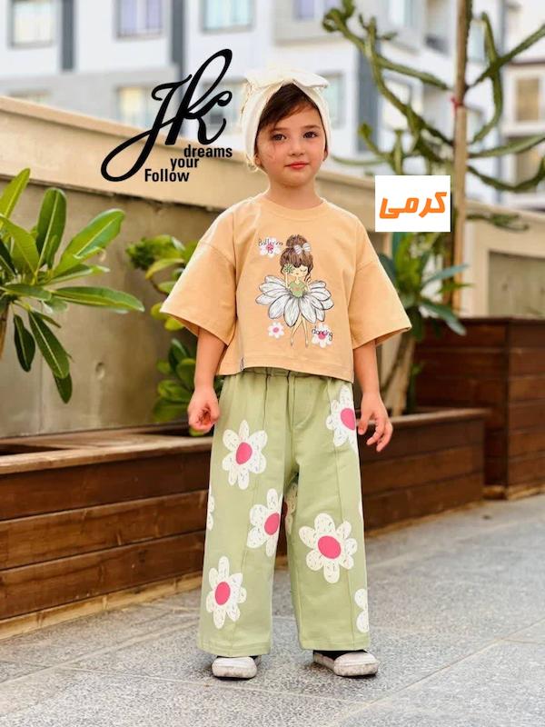 ست کراپ شلوار بگ دخترانه بابونه
