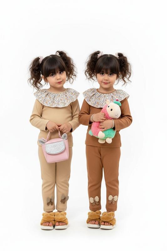 ست بلوز شلوار دخترانه یقه گل