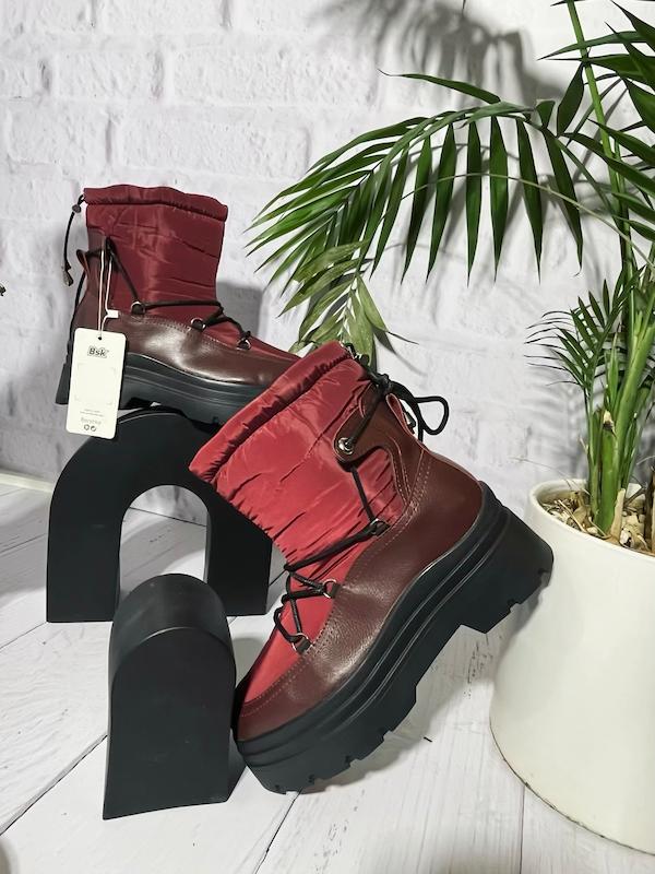 نیم بوت کاپشنی ترکیبی چرم