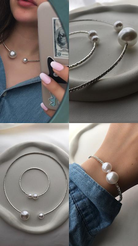 ست گردنبند و بنگل مروارید 