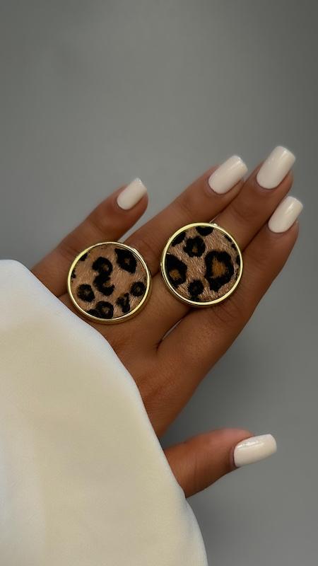 گوشواره پلنگی دایره مخمل