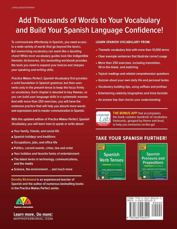 کتاب آموزش لغات اسپانیایی Practice Makes Perfect Spanish Vocabulary Third Edition از فروشگاه کتاب سارانگ