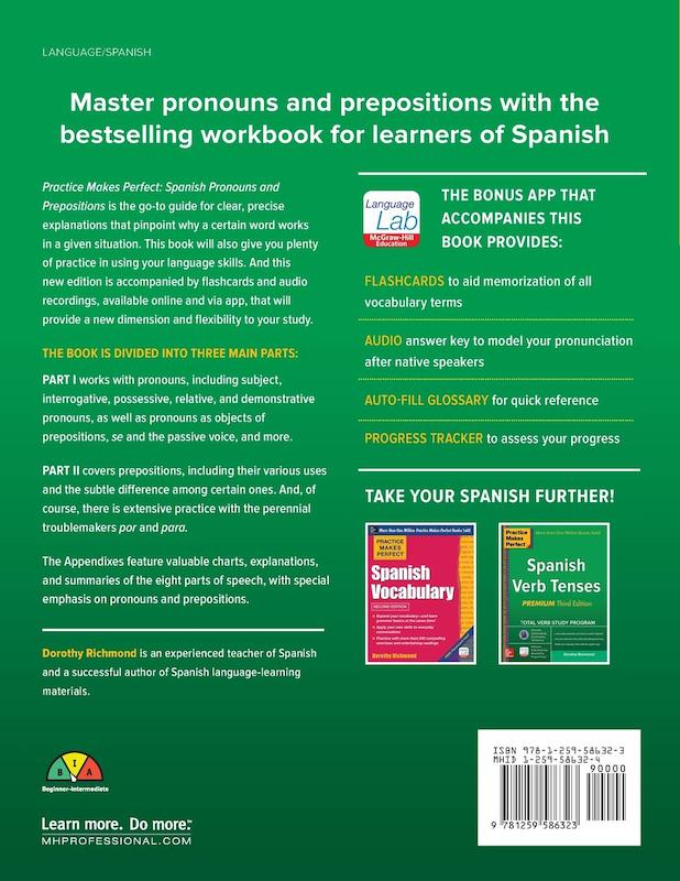 کتاب ضمایر و حروف اضافه اسپانیایی Practice Makes Perfect Spanish Pronouns and Prepositions از فروشگاه کتاب سارانگ