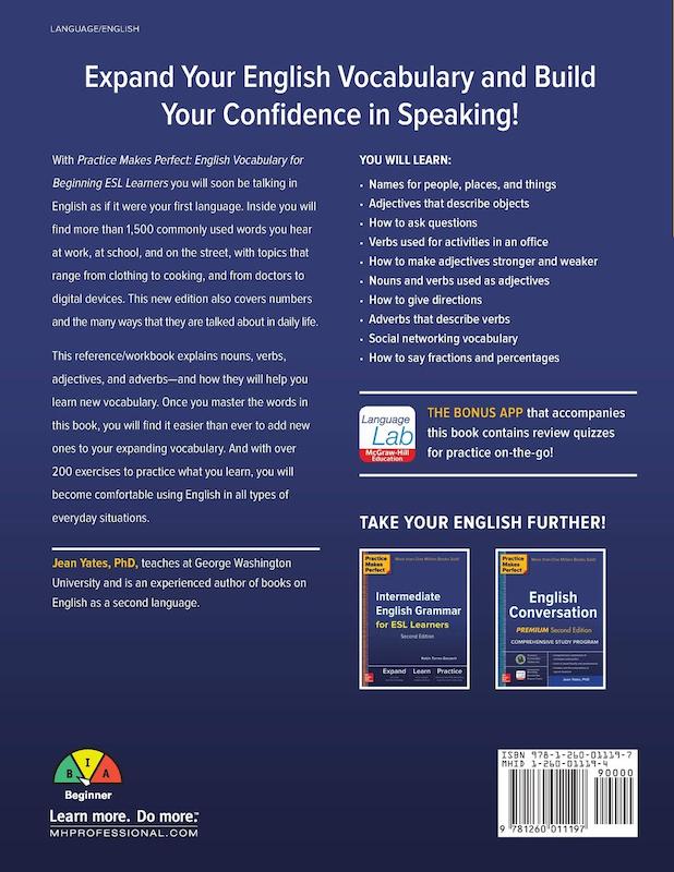 خرید کتاب انگلیش وکبیولری Practice Makes Perfect English Vocabulary for Beginning ESL Learners از فروشگاه کتاب سارانگ