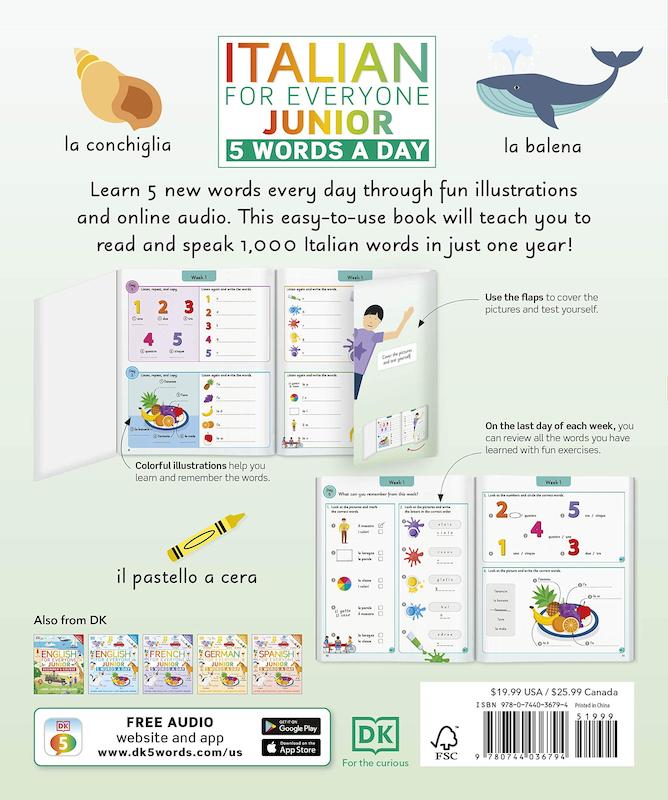 خرید کتاب ایتالیایی Italian for Everyone Junior 5 Words a Day