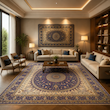 فرش 3*2 اكريليك 1600 شانه 106 سرمه اي تراكم 4500 ابريشم بافت