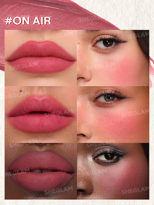 رژگونه و رژ لب کرمی شیگلم SHEGLAM Air Plush Lip & Cheek Cream رنگ On Air صورتی طبیعی