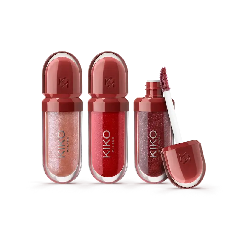 لیپ گلاس‌های مینی 3D Hydra Lip Gloss کیکو با بسته‌بندی Flirt Alert
