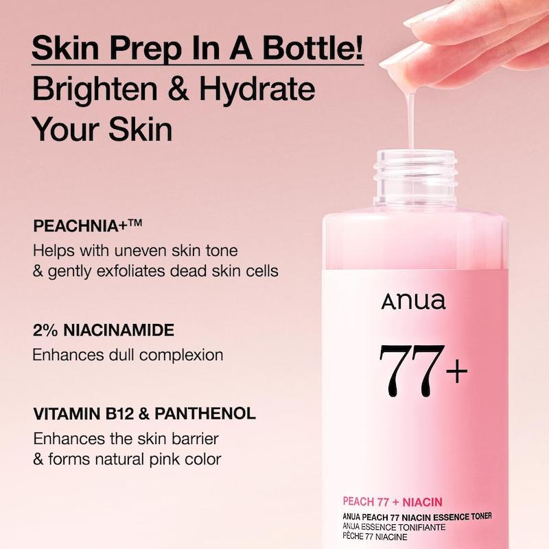 نمای بطری تونر آنوا Peach 77 Niacin حجم 250 میلی لیتر