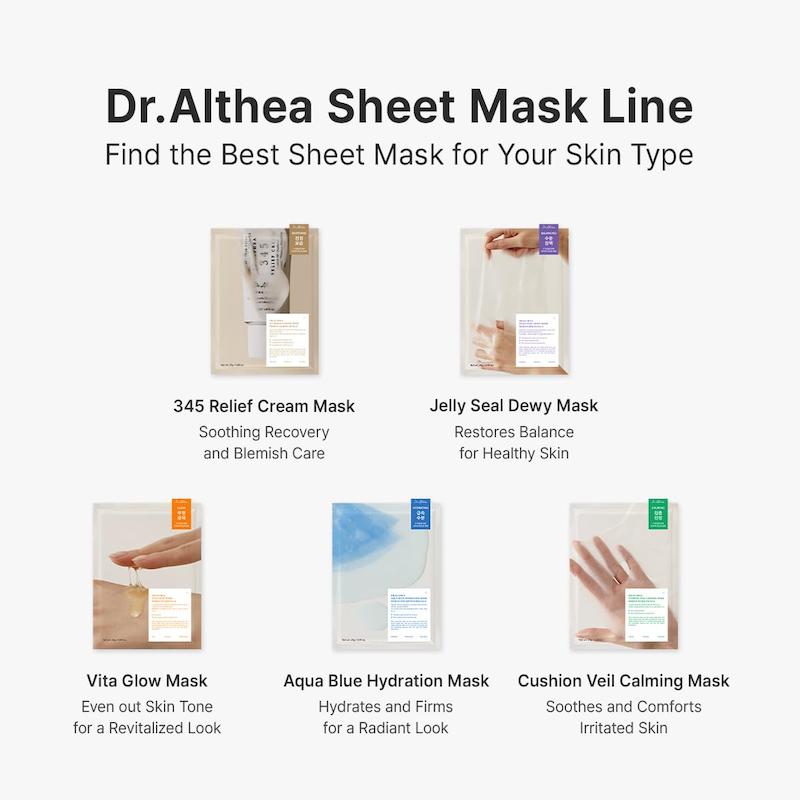 Dr.Althea 345 Relief Cream Mask Pack of 4 ماسک ورقه‌ای تسکین‌دهنده و آبرسان دکتر آلتیا مناسب پوست حساس