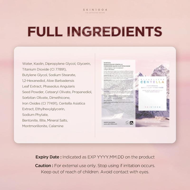 بسته‌بندی ماسک رسی استیکی SKIN1004 Poremizing Quick Clay Stick Mask