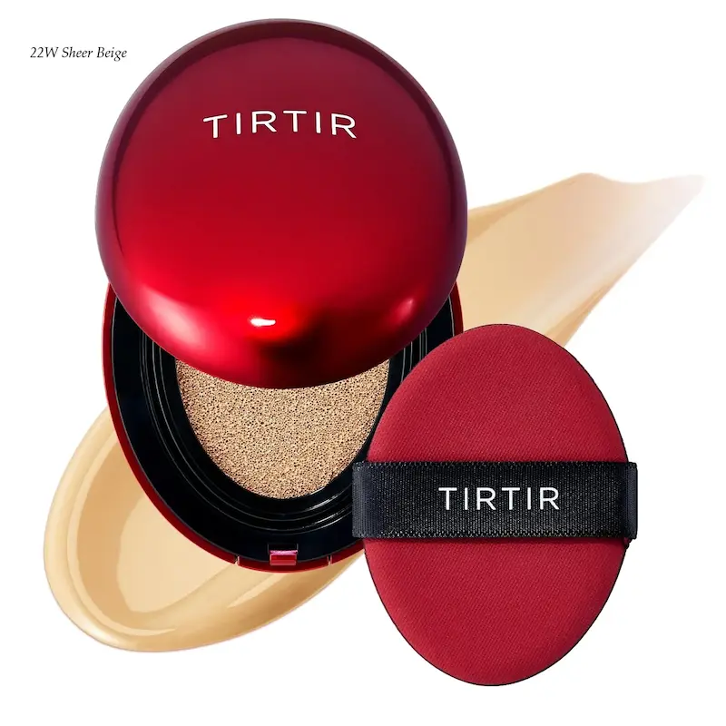 تست رنگ TIRTIR Mask Fit Red Cushion مدل 22W Sheer Beige