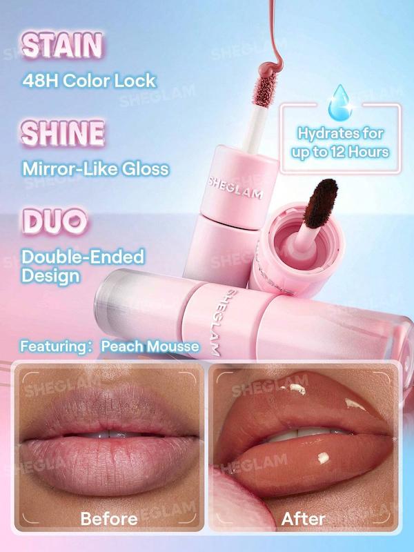 SHEGLAM Line To Shine Peel-Off Lip Stain & Gloss Duo دو سر