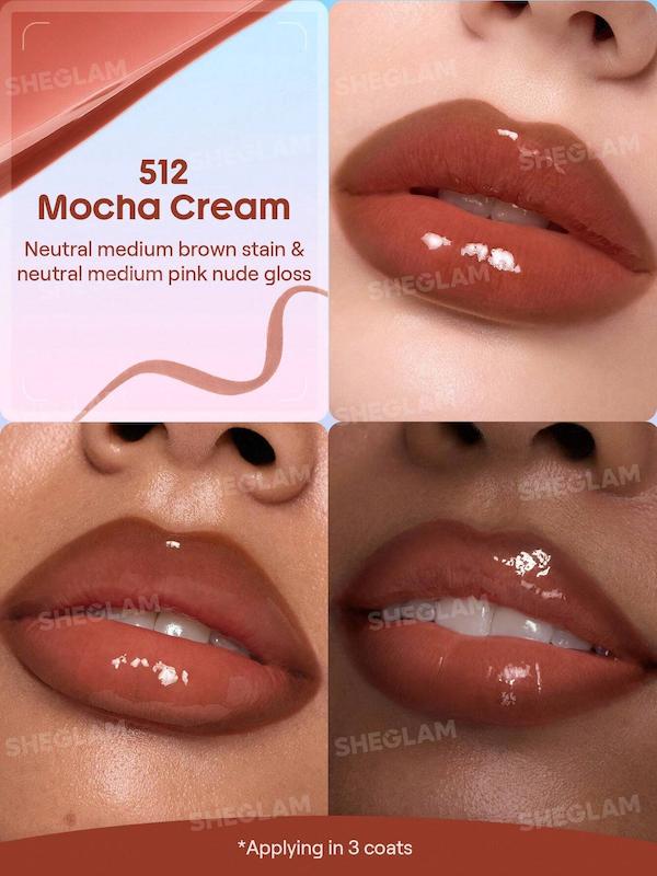 SHEGLAM Line To Shine Peel-Off Lip Stain & Gloss Duo 512 Mocha Cream - lip swatch