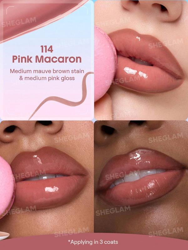 SHEGLAM Line To Shine Peel-Off Lip Stain & Gloss Duo 114 Pink Macaron - lip swatch