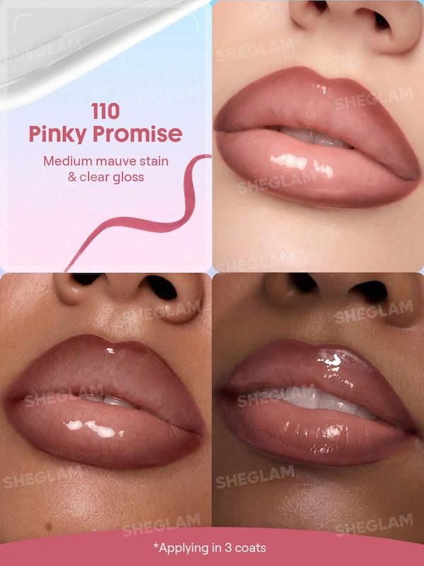 SHEGLAM Line To Shine Peel-Off Lip Stain & Gloss Duo 110 Pinky Promise - lip swatch