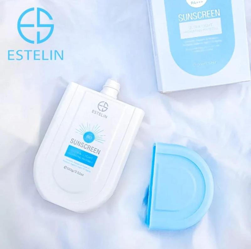 جعبه و بسته بندی ضدآفتاب ESTELIN Ultra Light Hydrating Invisible SPF 80