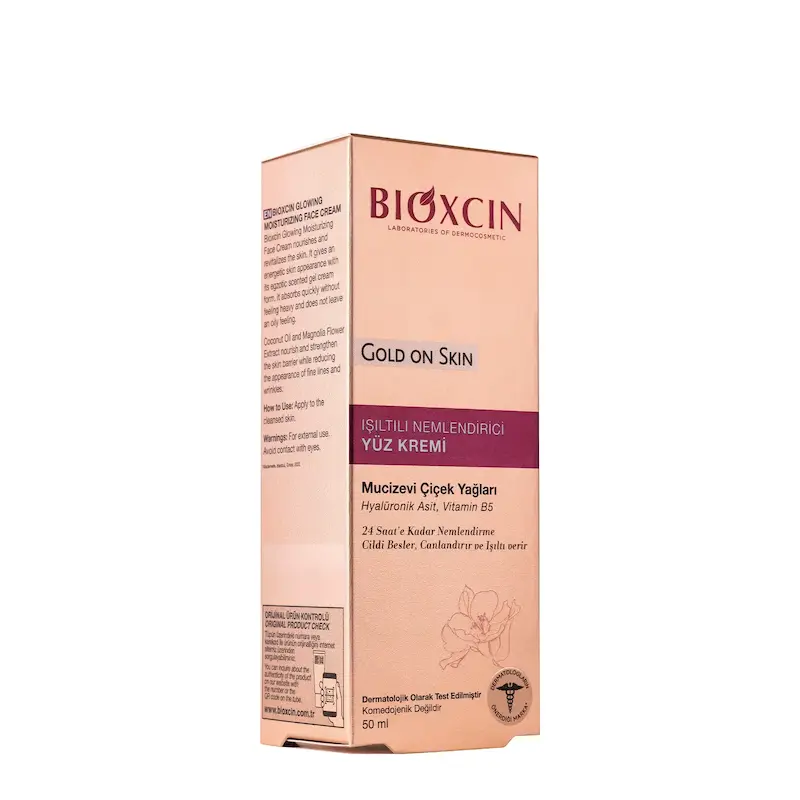 بسته بندی کرم مرطوب کننده صورت Bioxcin Gold On Skin