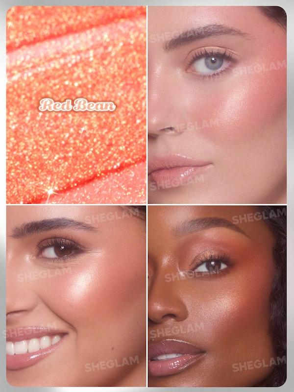 سواچ هایلایتر استیکی SHEGLAM Buttery Bling رنگ Red Bean روی پوست