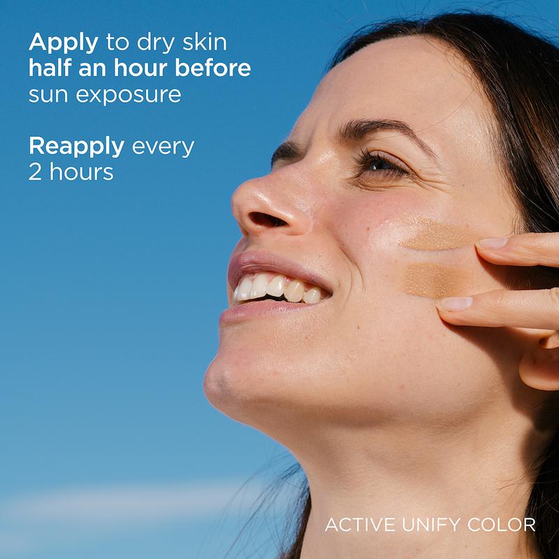 نحوه استفاده از ضدآفتاب رنگی ایزدین Active Unify Color روی پوست صورت