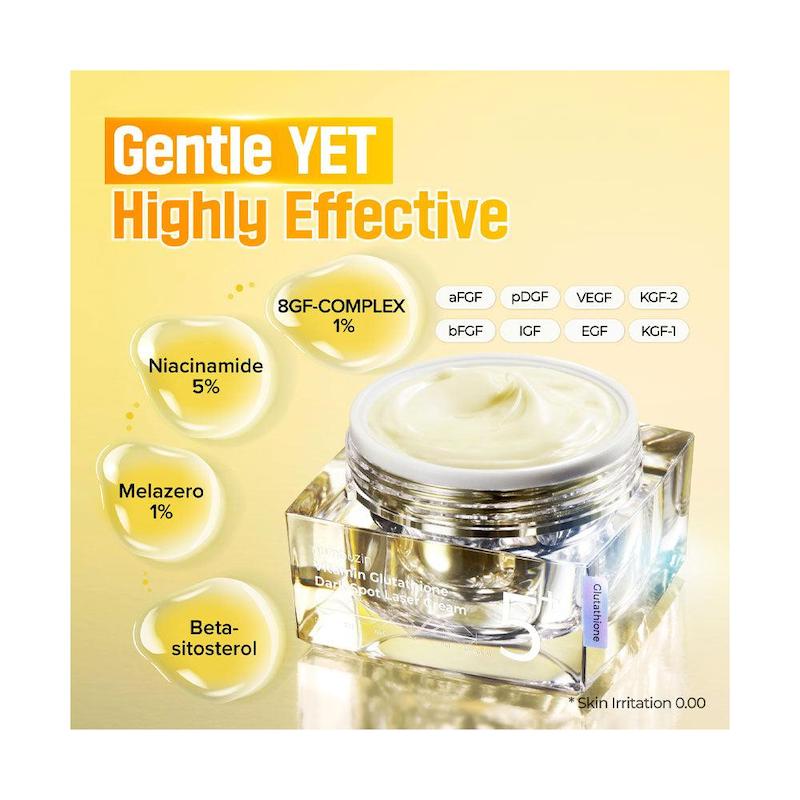 ترکیبات و عملکرد کرم ضد لک نامبوزین No.5+ Glutathione Vitamin Dark Spot Laser Cream
