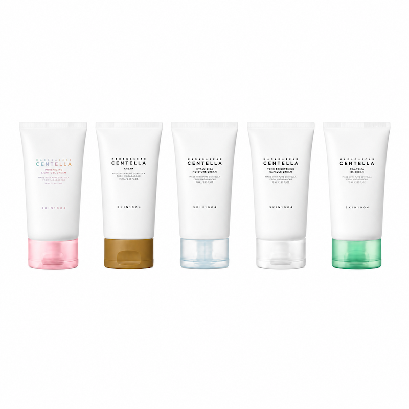 کرم های SKIN1004 Madagascar Centella در 5 مدل 75ml شامل Poremizing، Centella، Hyalu-Cica، Tone Brightening و Tea-Trica B5