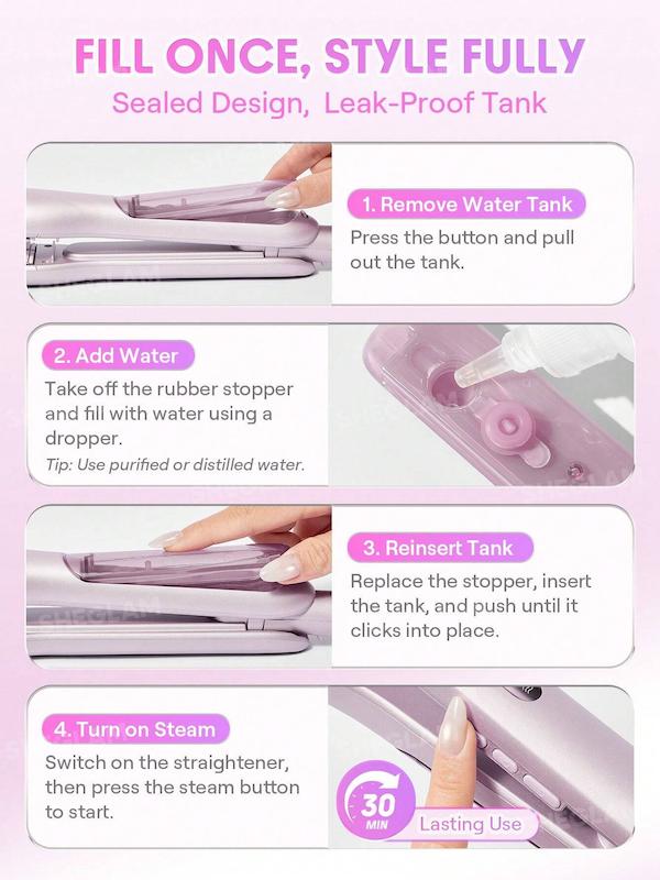 اتو مو بخار SHEGLAM Hydra Shot Steam Iron Pro با طراحی نقره‌ای